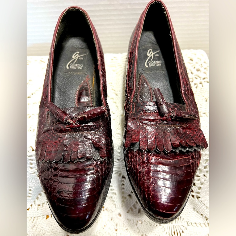 Georgio Brutini snake skin mens loafers size 8D